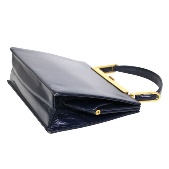 VINTAGE J. W Robinson & Co LA NAVY BLUE LEATHER FRAME HANDBAG SATCHEL POCKETBOOK - Picture 8 of 16